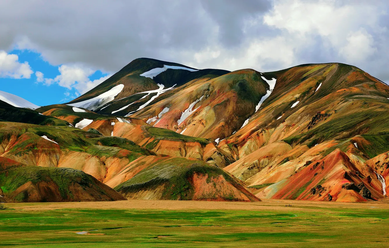 Photo wallpaper the sky, clouds, mountains, Iceland