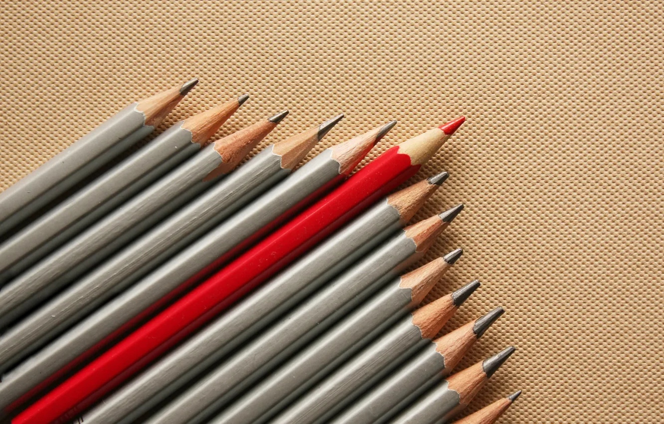 Photo wallpaper red, different, gray, unique, pencils