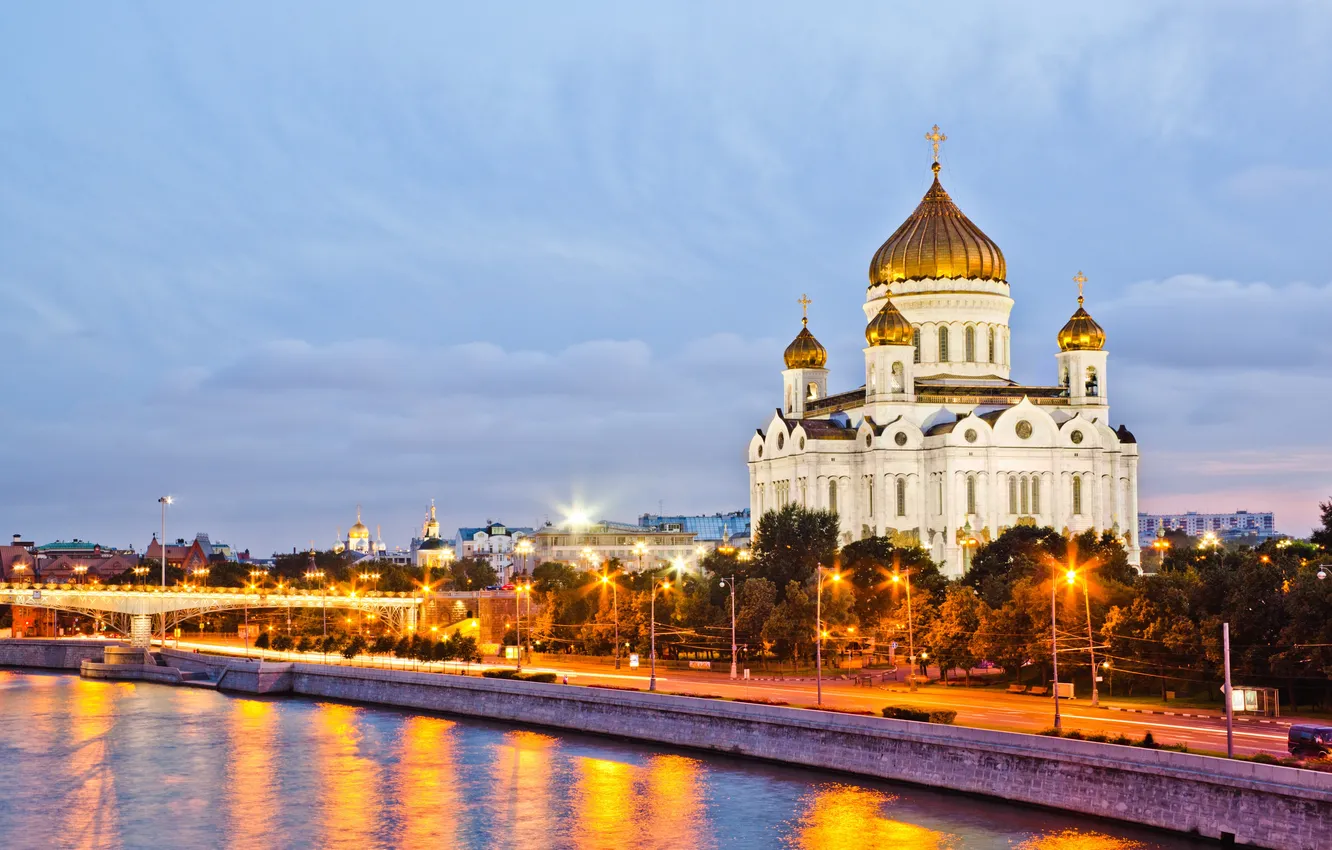 Photo wallpaper city, colorful, cloud, cross, dawn, dome, church, christ