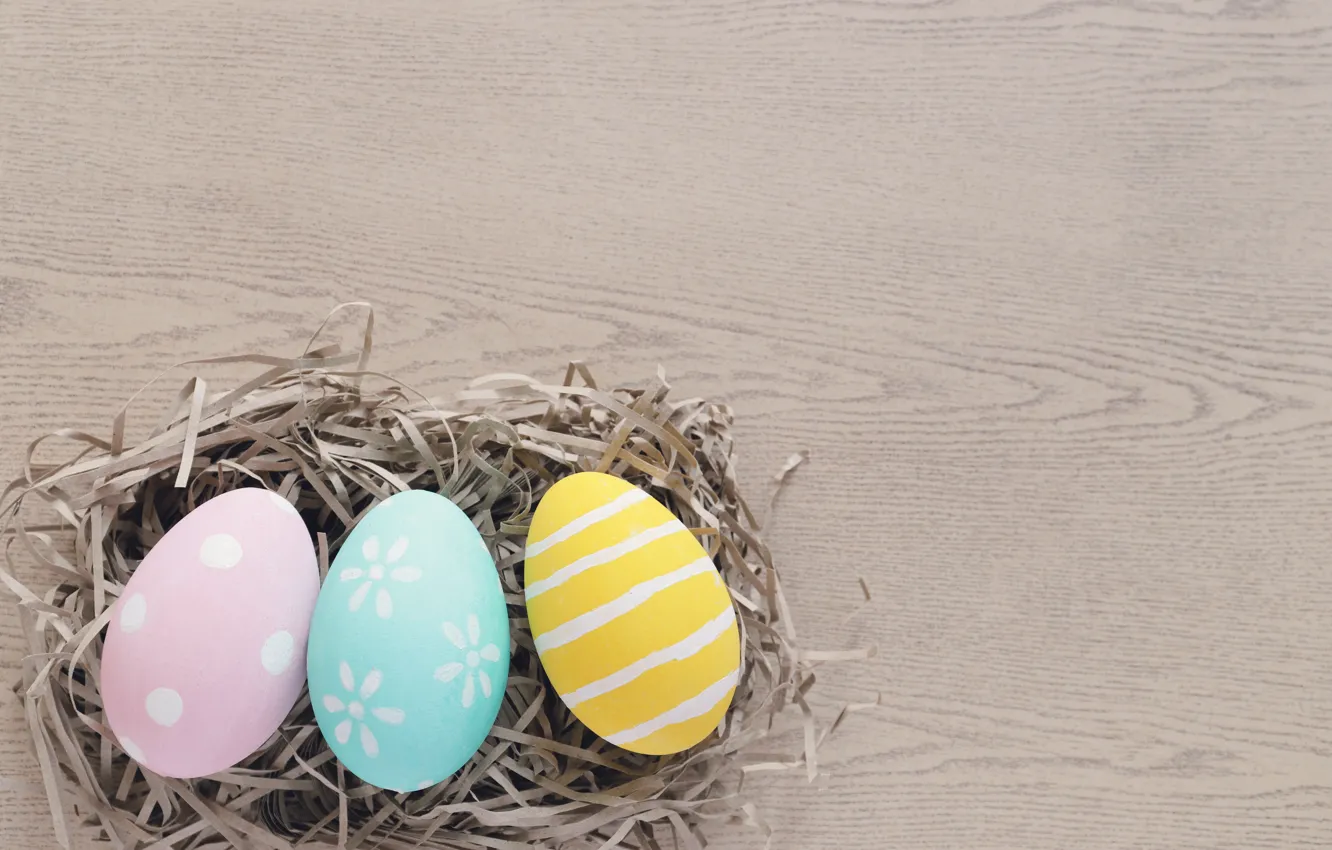 Photo wallpaper eggs, Easter, wood, spring, Easter, eggs, decoration, Happy