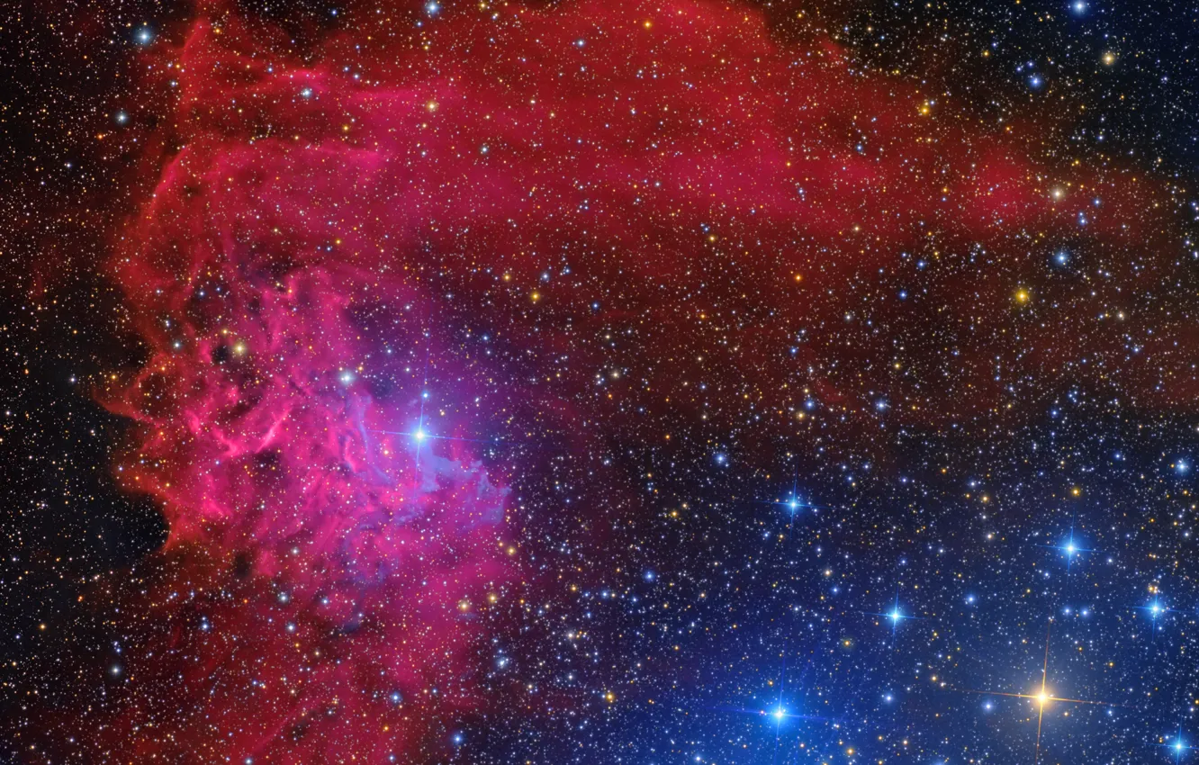 Photo wallpaper Nebula, reflection nebula, IC 405, Flaming Star