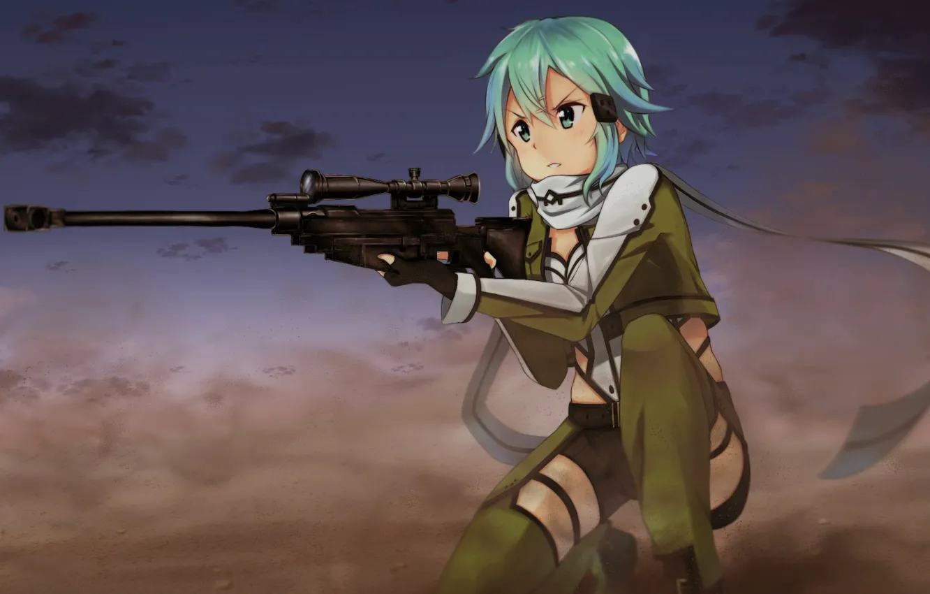 Photo wallpaper game, anime, pretty, sniper, asian, rifle, cute, manga