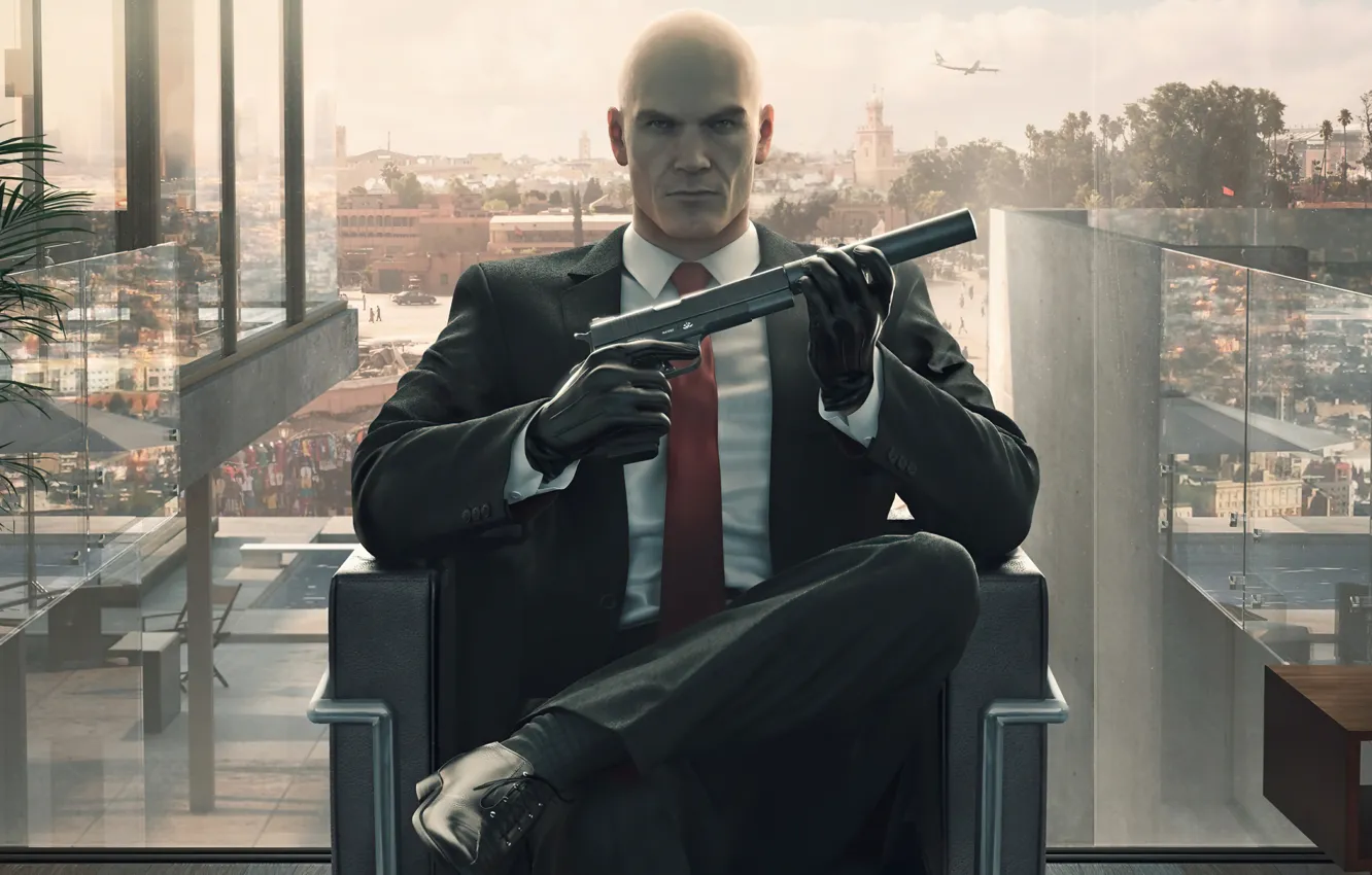 Photo wallpaper Hitman, gun, game