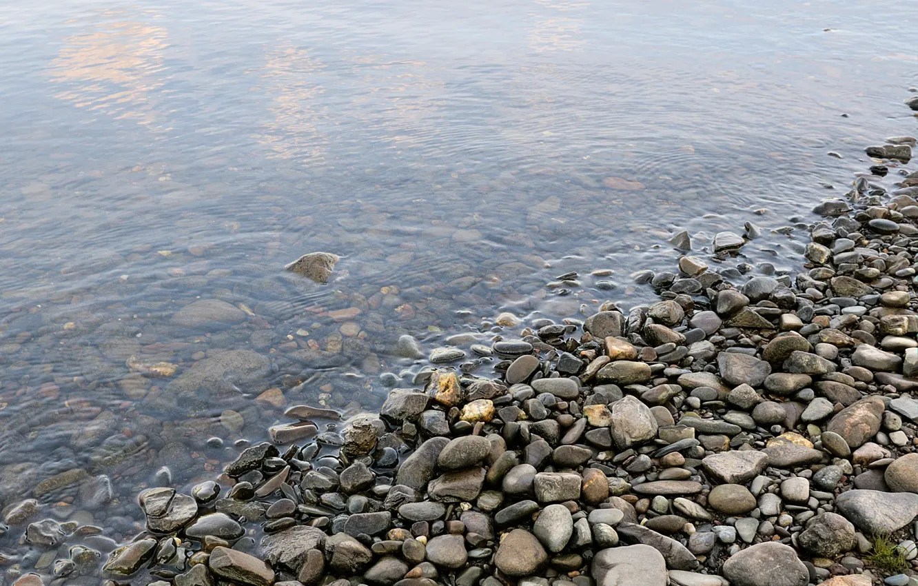 Photo wallpaper water, pebbles, shore, Stones