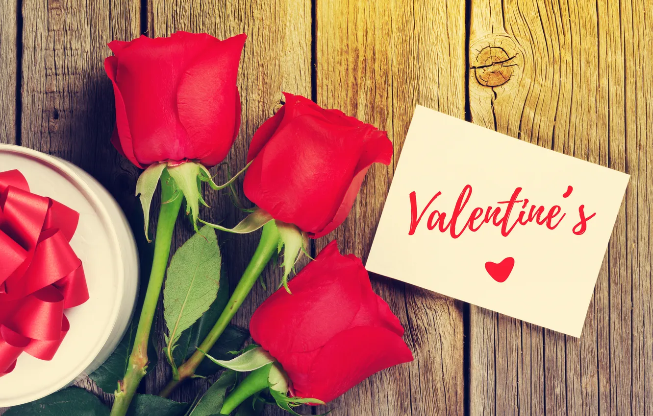 Photo wallpaper love, flowers, gift, romance, roses, love, Valentine's day, wood