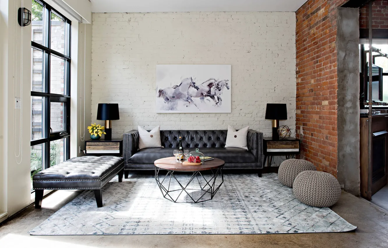 Photo wallpaper design, room, interior, Canada, Toronto, living room, loft style, Toronto Loft