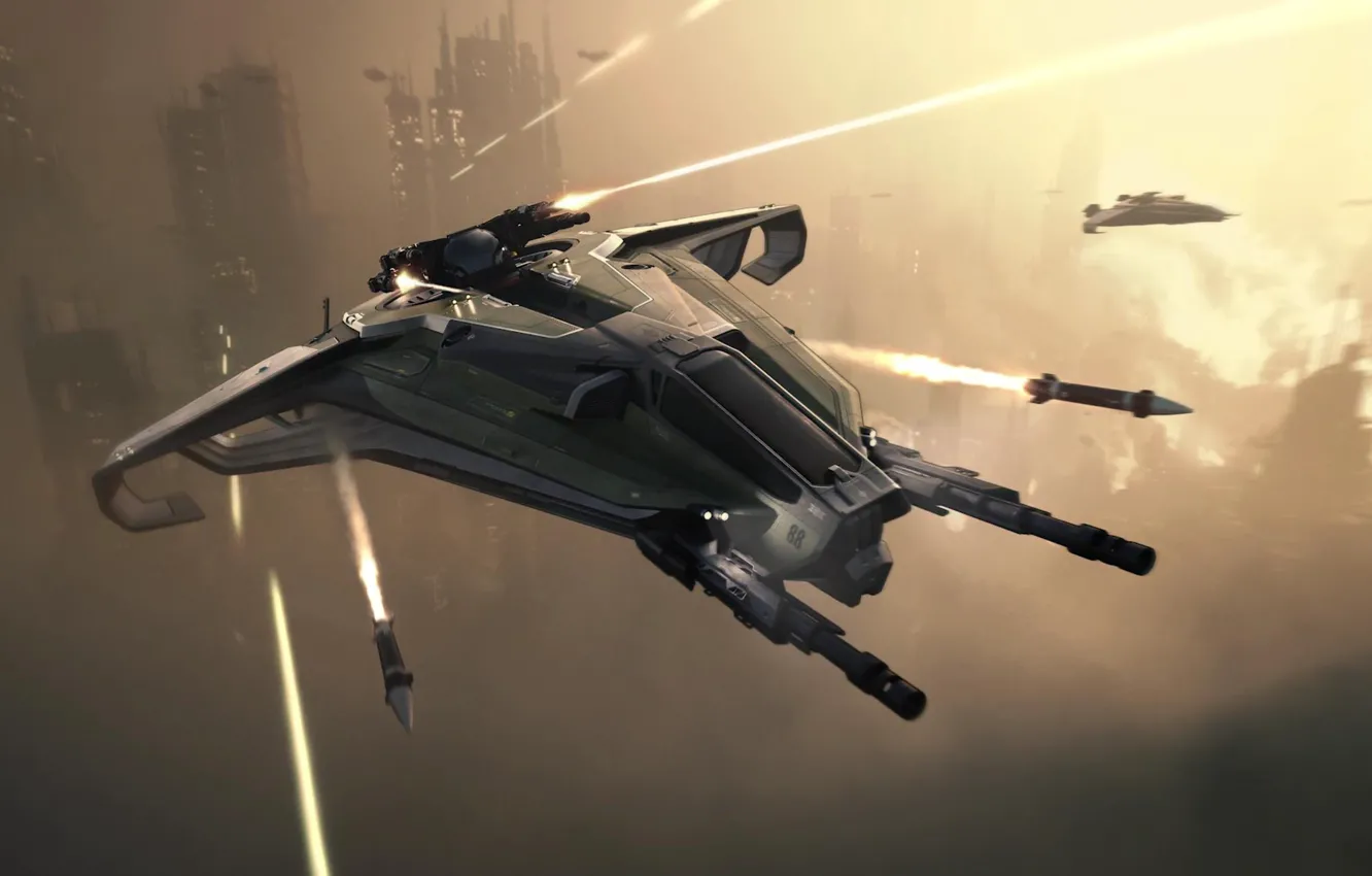 Photo wallpaper flight, starship, Star Citizen, Anvil Hurricane