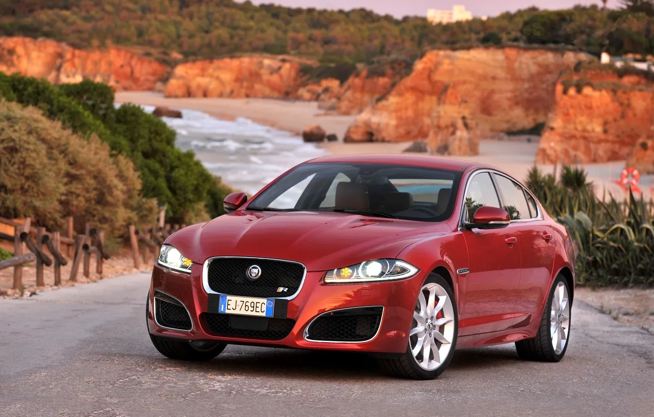 Photo wallpaper red, Jaguar, Jaguar, XFR