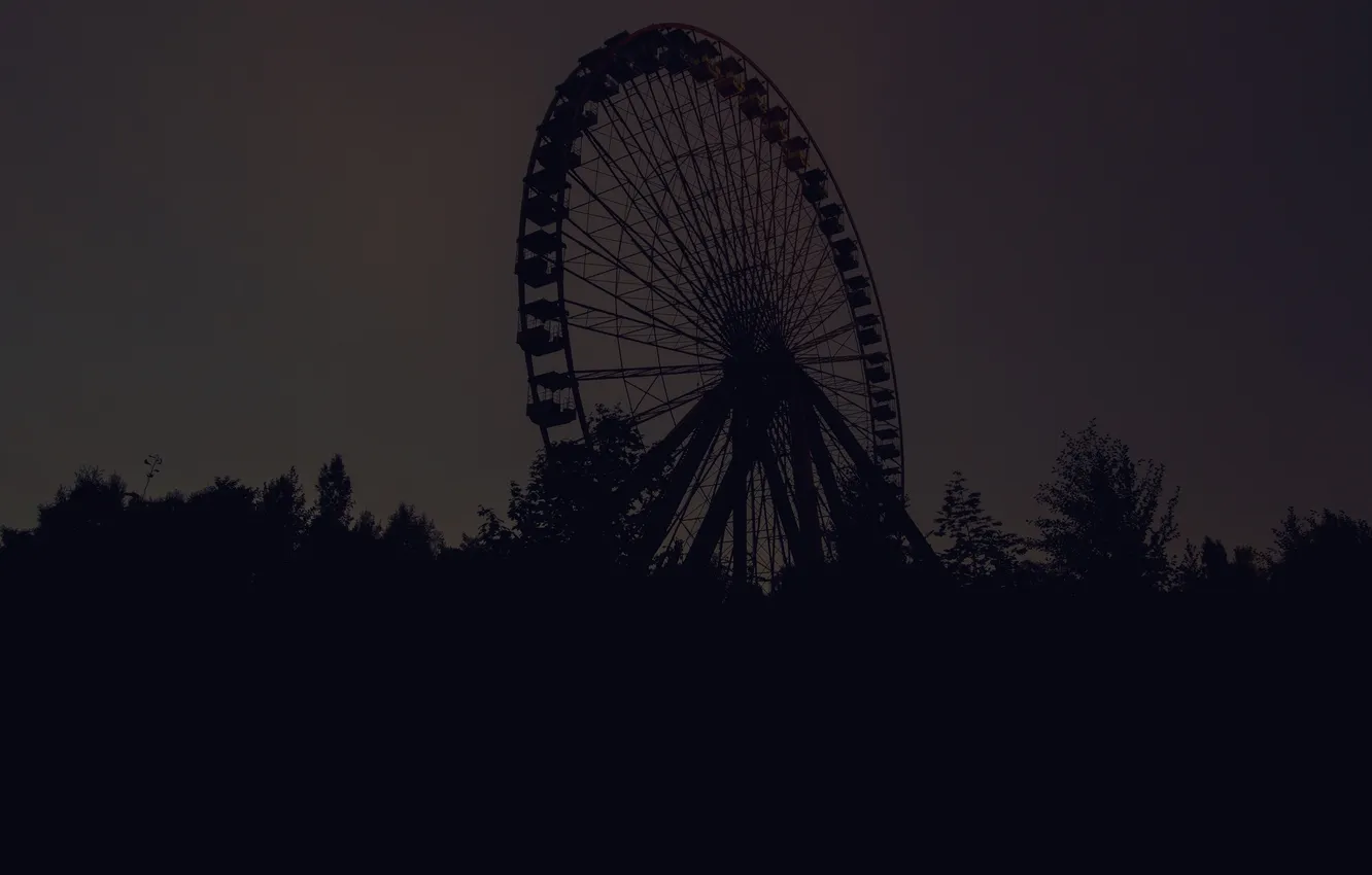 Photo wallpaper trees, background, silhouette, Ferris wheel