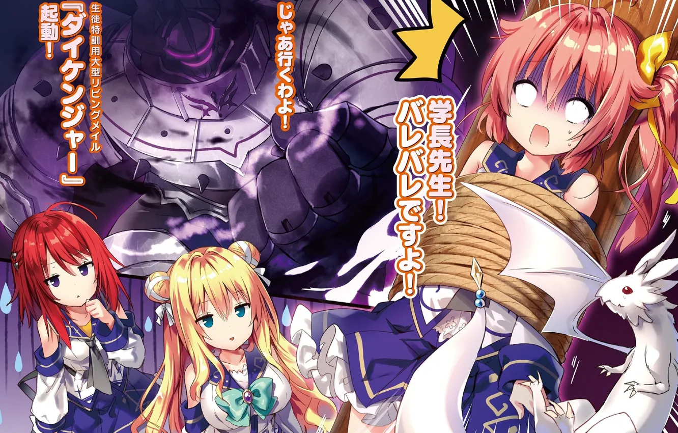 Photo wallpaper girl, dragon, robot, villain, connected, kensei wo mezashite nyuugaku shita no is a mahouse tek