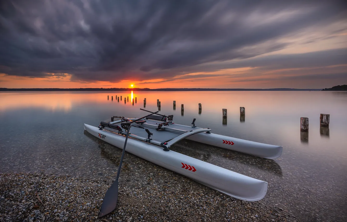 Photo wallpaper sun, Bavaria, Starnberger See, Sunset