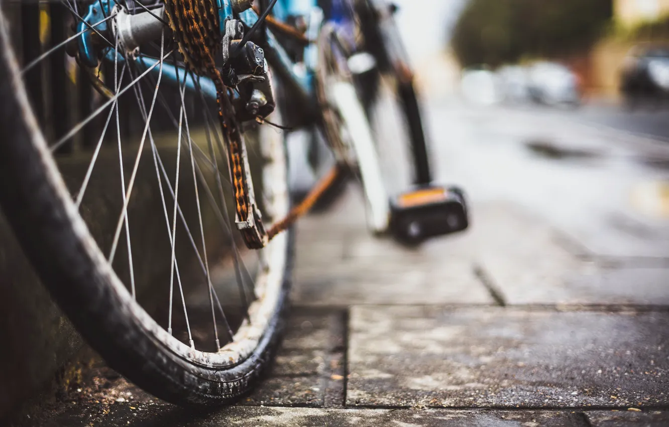 Photo wallpaper bike, background, street