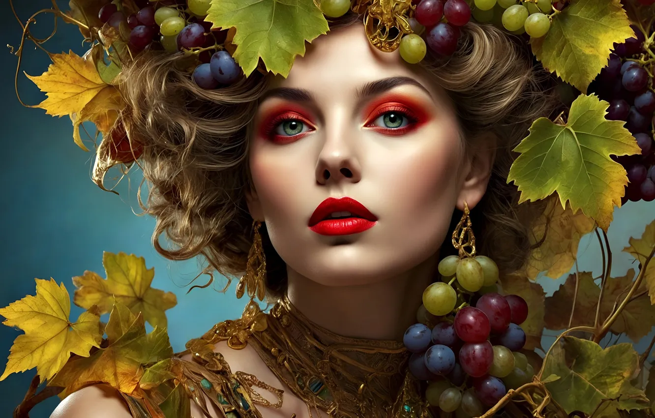 Photo wallpaper look, girl, pose, portrait, AI art, neural network