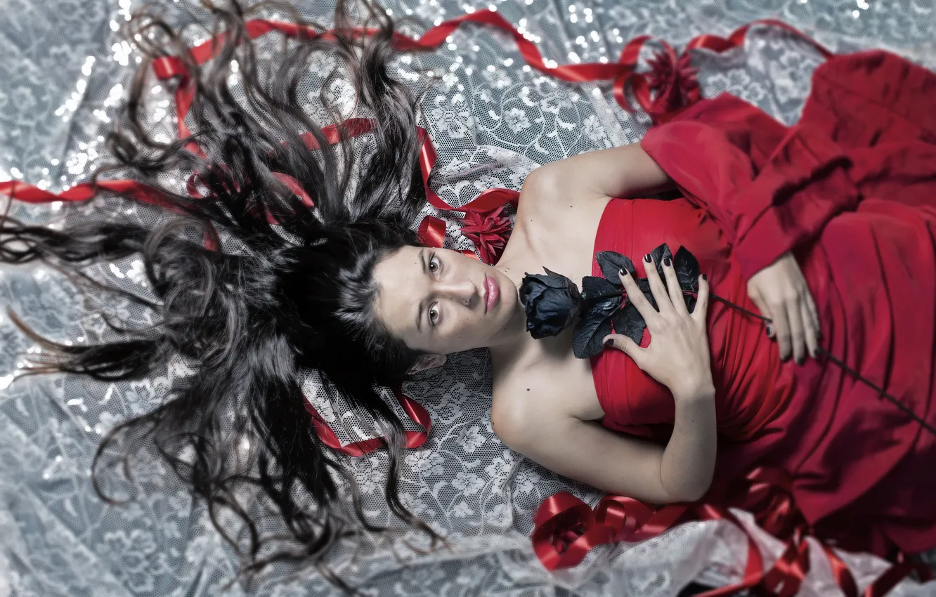 Photo wallpaper look, girl, roses