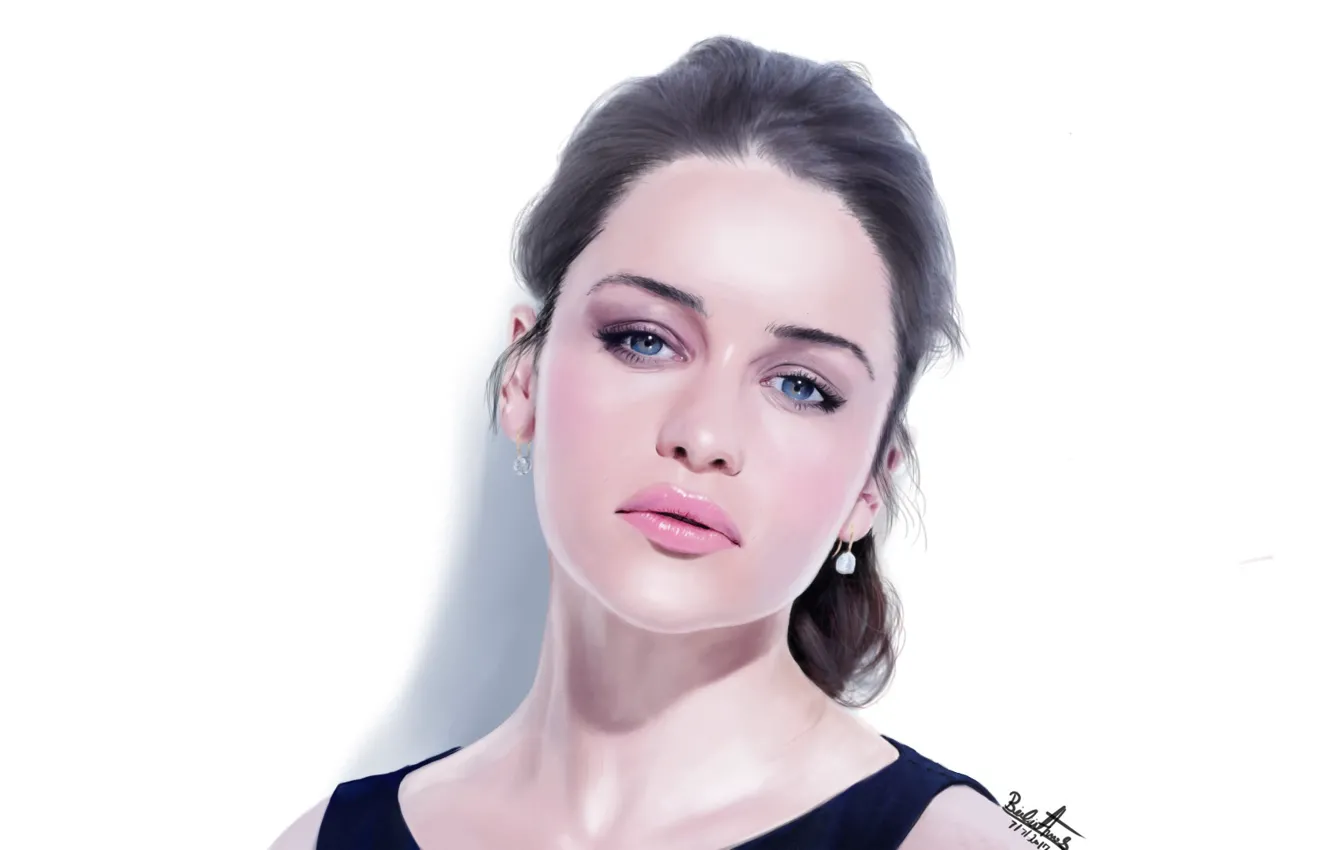 Photo wallpaper white, eyes, look, girl, face, background, art, lips