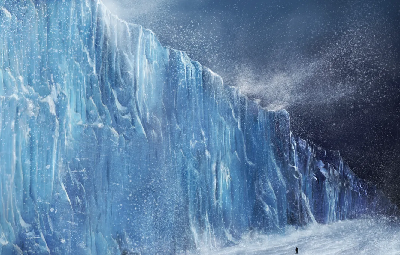 Photo wallpaper winter, people, storm, glacier, europa