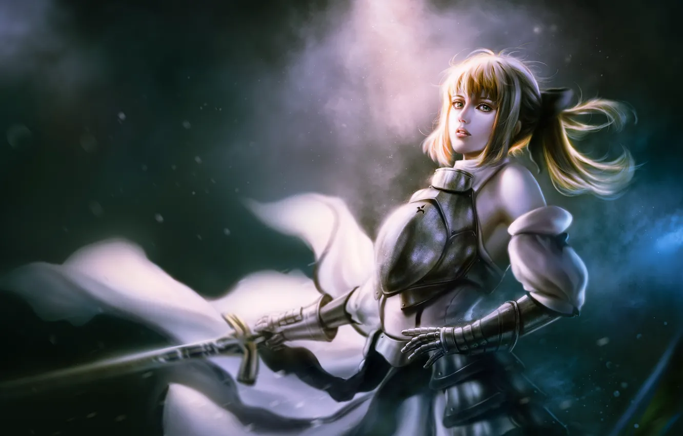 Photo wallpaper girl, space, anime, art, the saber, Fate stay night, Fate / Stay Night