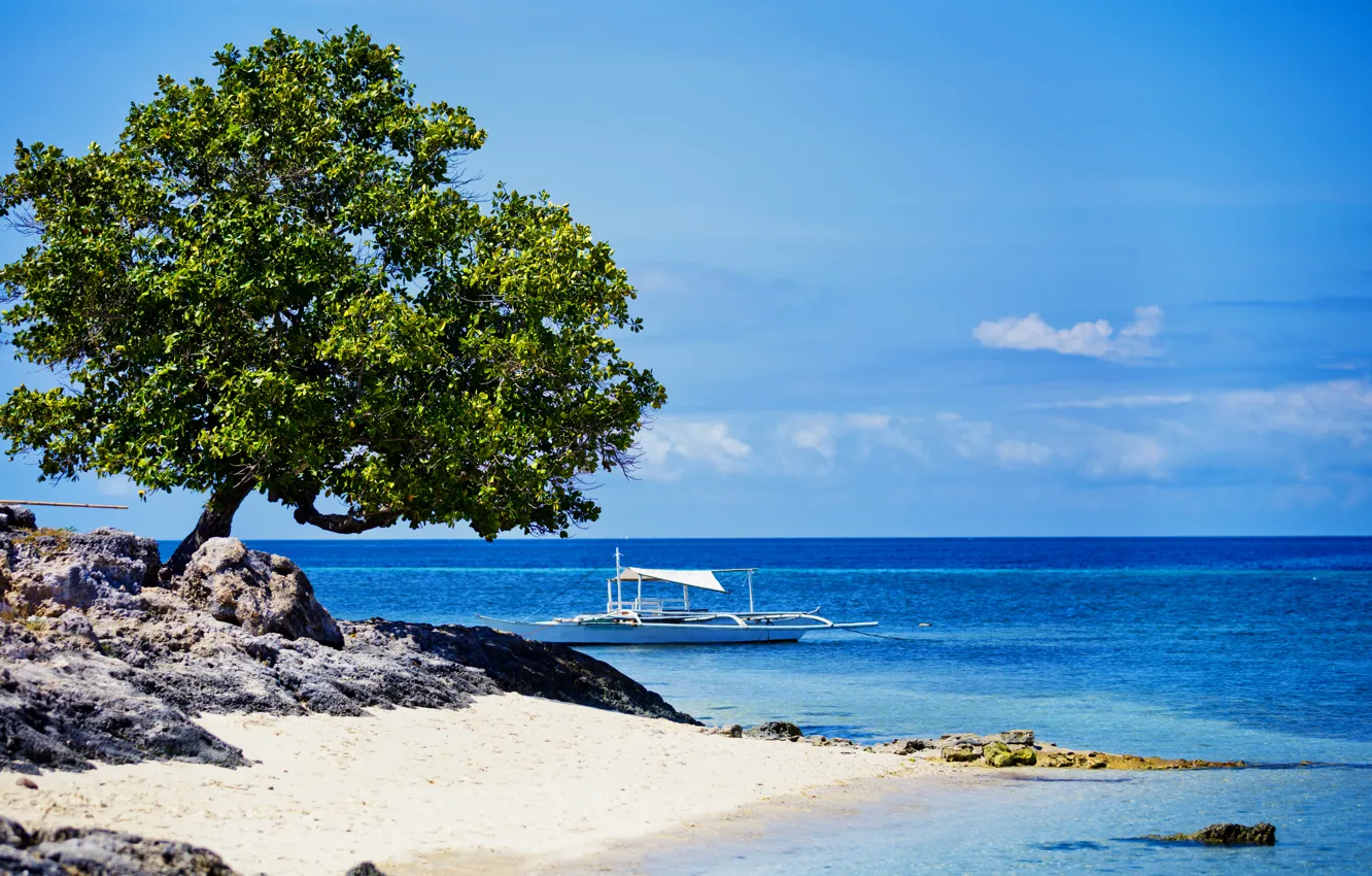 Photo wallpaper The sky, Nature, Sea, Trees, Coast, Philippines