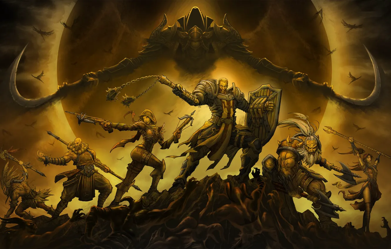 Photo wallpaper style, fiction, the game, angel, art, monk, demon, battle