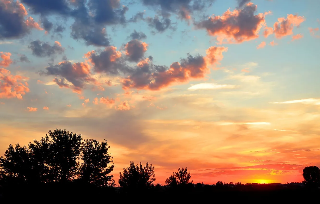 Photo wallpaper the sky, clouds, landscape, nature, horizon