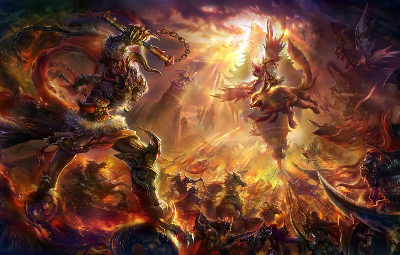Photo wallpaper fantasy, war, art, Angel and Diablo 3