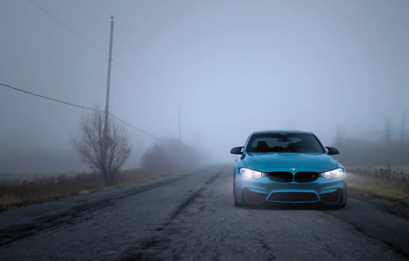 Photo wallpaper BMW, Light, Blue, Autumn, Fog, F80, LED