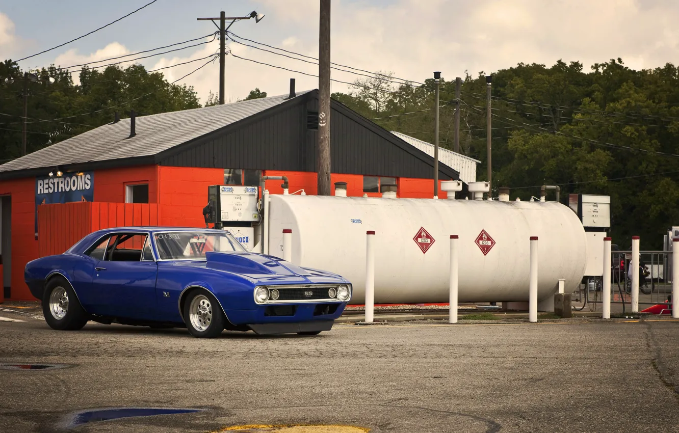 Photo wallpaper blue, Chevrolet, Chevrolet, muscle car, camaro, blue, Camaro, dragster