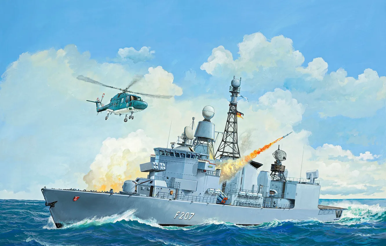 Photo wallpaper Germany, frigate, The Bundeswehr, Olaf Rahardt, deutschemarine, F122 Bremen, German Frigate Class F122, bundesmarine