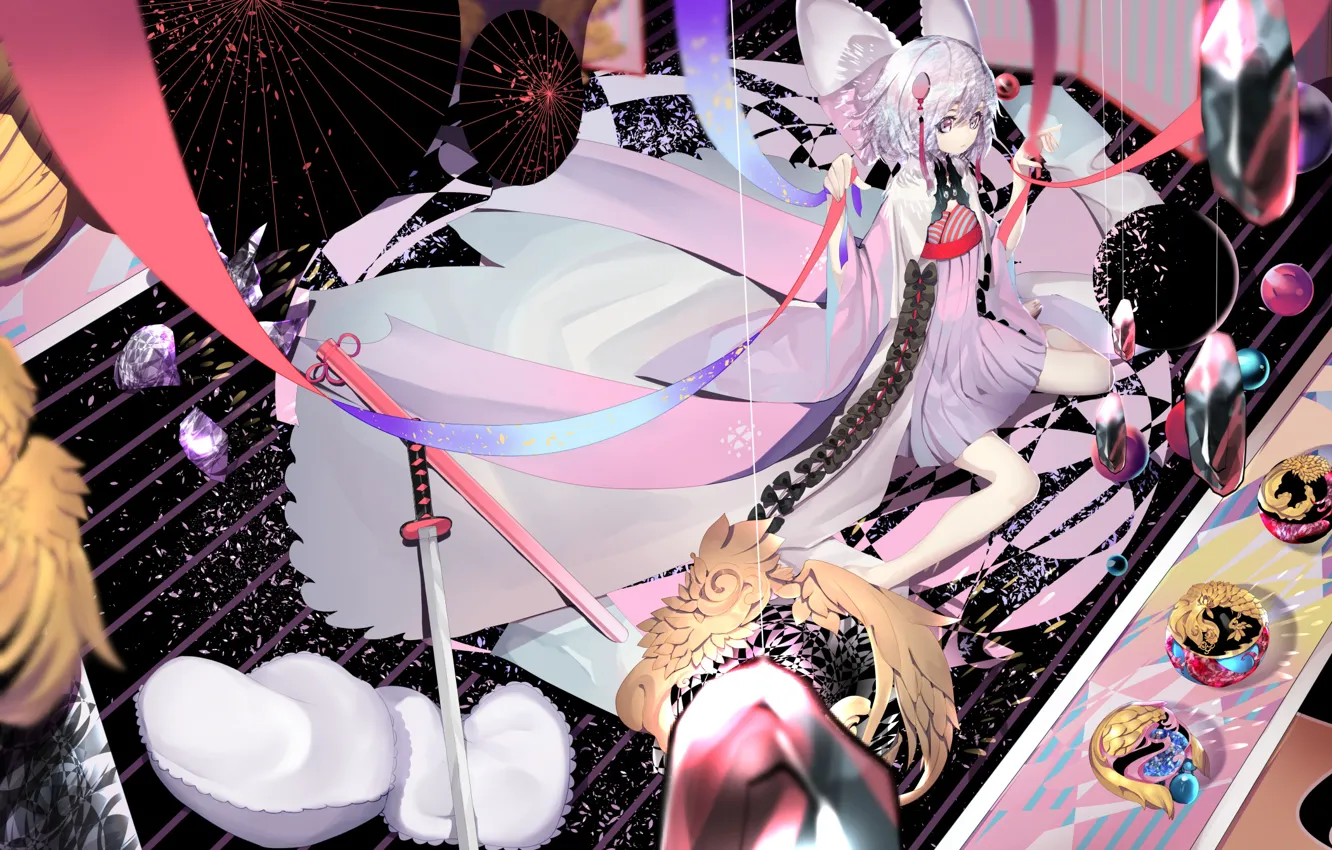 Photo wallpaper girl, umbrella, anime, art, Houseki no kuni