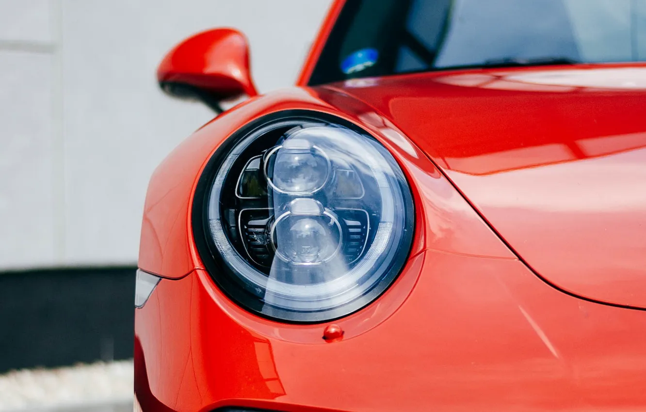 Photo wallpaper red, headlight, Porsche, Porsche
