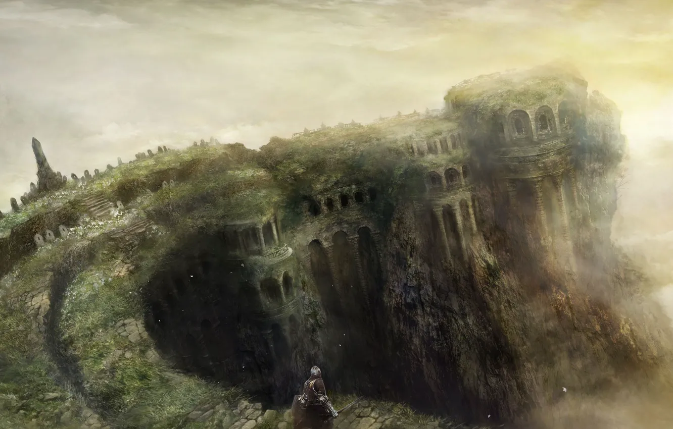 Photo wallpaper sword, game, armor, ken, blade, shield, warrior, Dark Souls