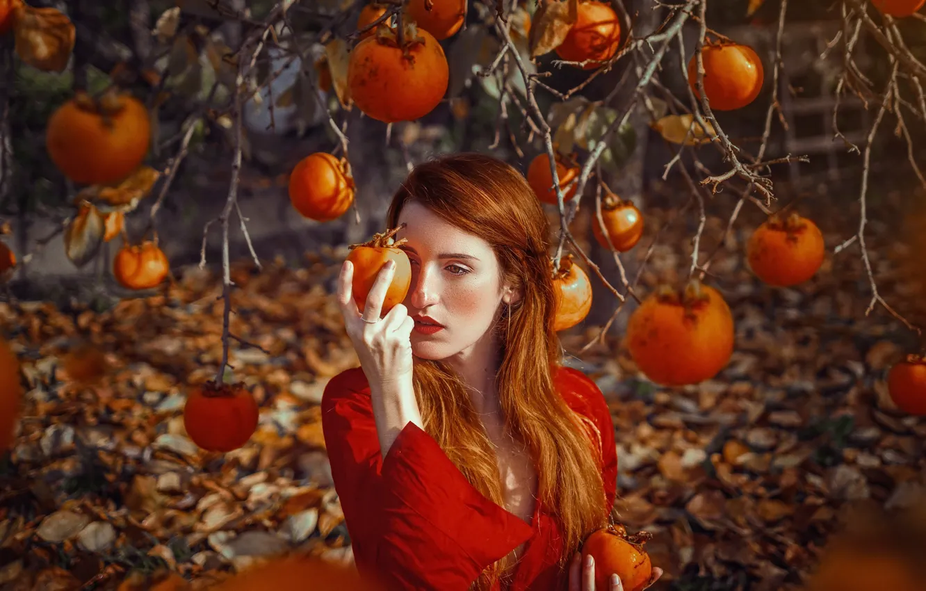Photo wallpaper girl, nature, parsimony
