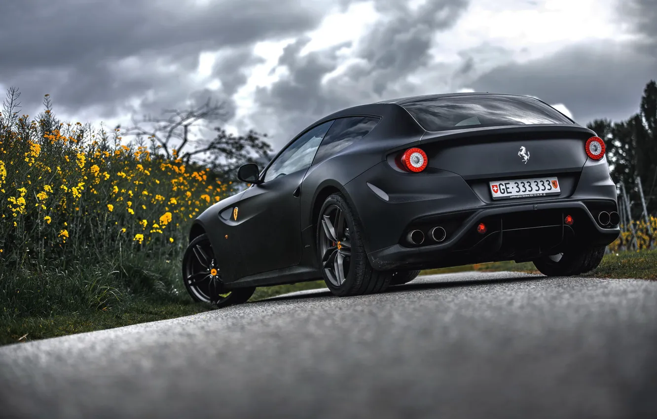 Photo wallpaper Black, Ferrari, Ass, Ferrari, Black, Supercar, Italian, Supercar