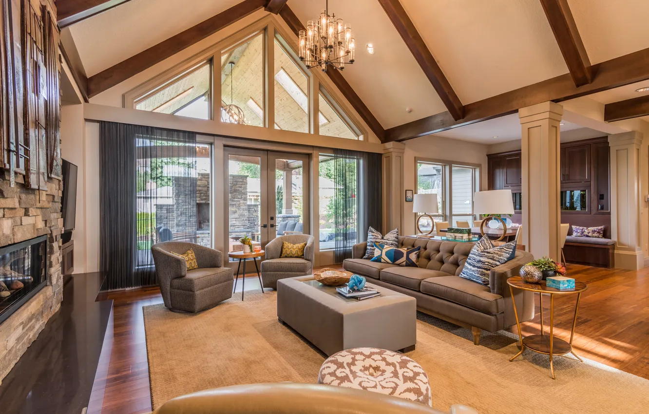 Photo wallpaper forest, home, floor, great, furniture, flooring, furnished, hardwood