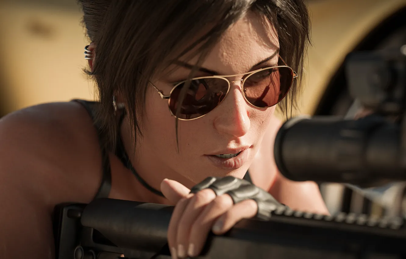 Photo wallpaper Tomb Raider, art, sniper, Lara Croft, female, Sniper Girl, kisx