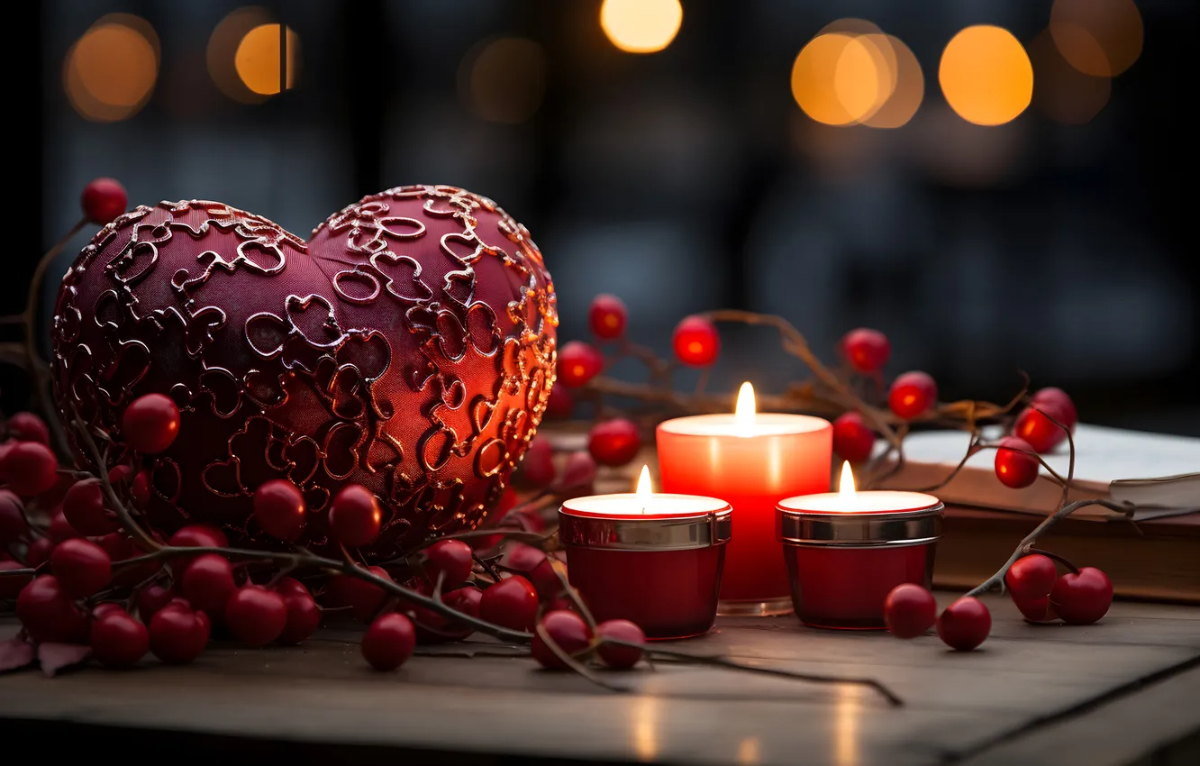 Photo wallpaper love, romance, heart, red, love, Valentine's day, heart, romantic