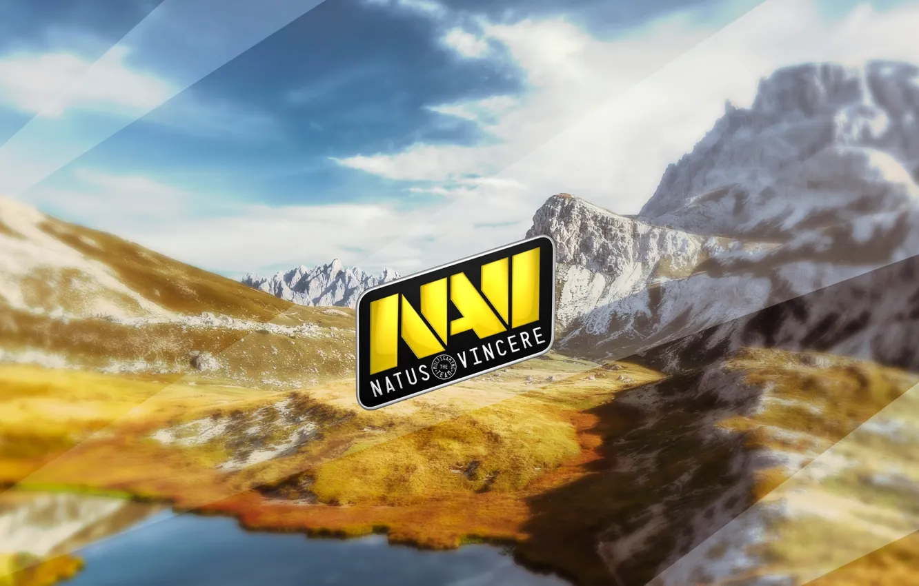 Photo wallpaper mountains, lake, pond, hills, logo, na'vi, bokeh, League of Legends