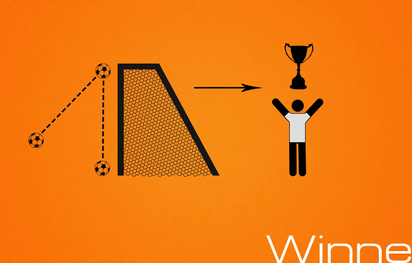 Photo wallpaper football, victory, the ball, minimalism, gate, Cup, soccer, footbal