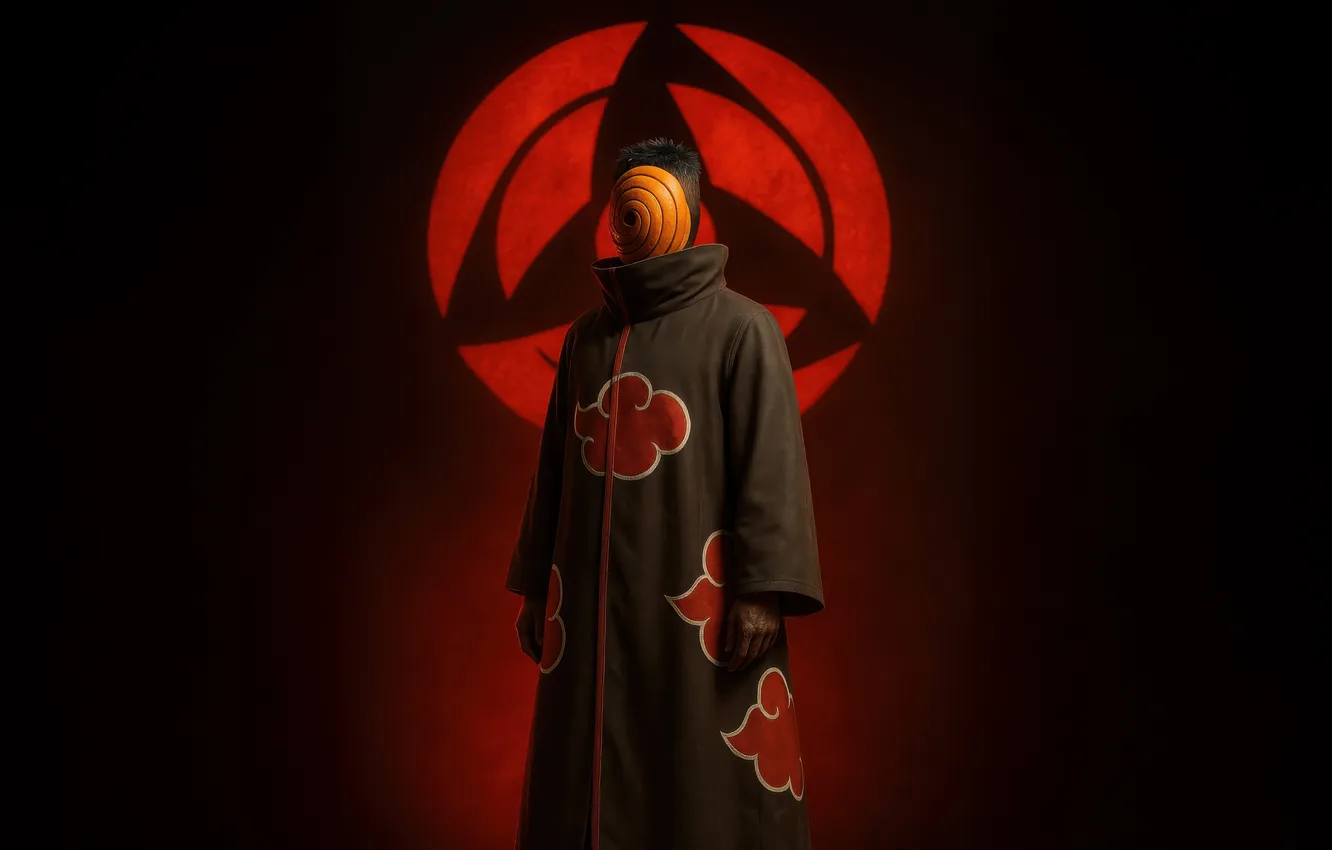 Photo wallpaper emblem, in the mask, sharingan, Akatsuki, black cloak, Tobi, Naruto shippuuden, Naruto Ultimate Ninja Storm