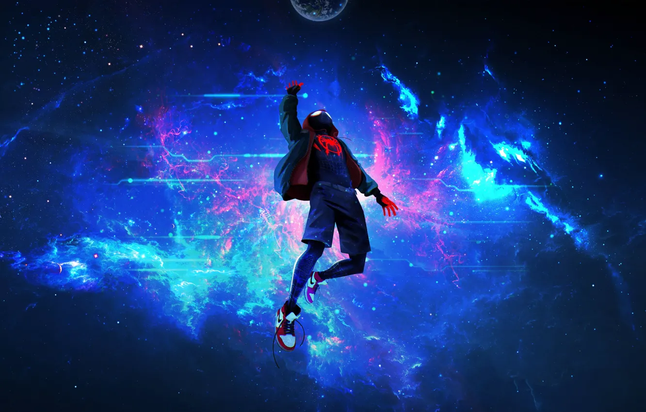 Photo wallpaper Spiderman, Miles Morales, Desctop wallpaper, Spiderman into the spiderverse, Marvel Cinematic Universe