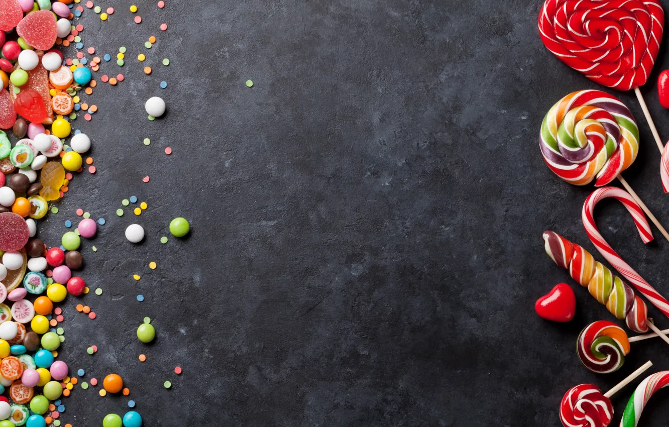 Photo wallpaper lollipops, confetti, marmalade, marshmallows