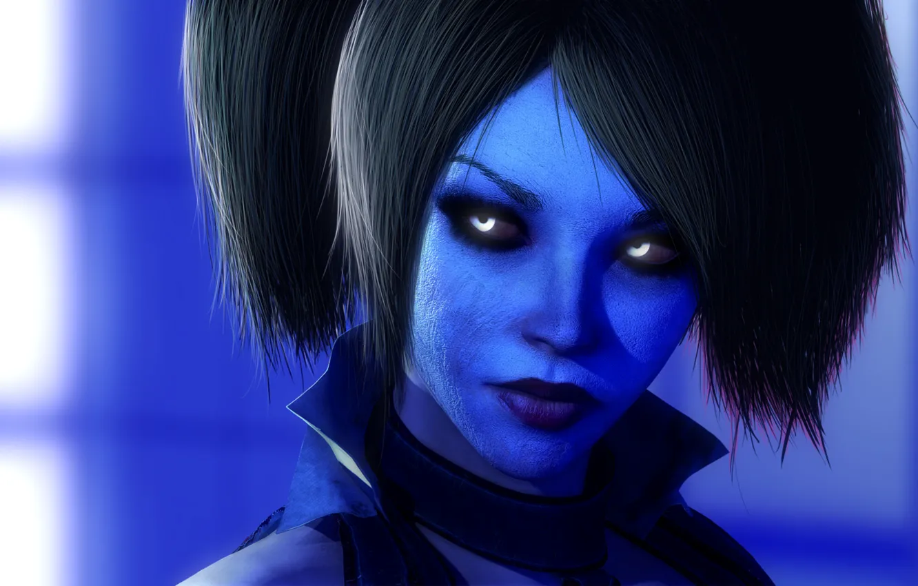 Photo wallpaper face, rendering, beauty, villain, Batman, blue, clown, Harley Quinn