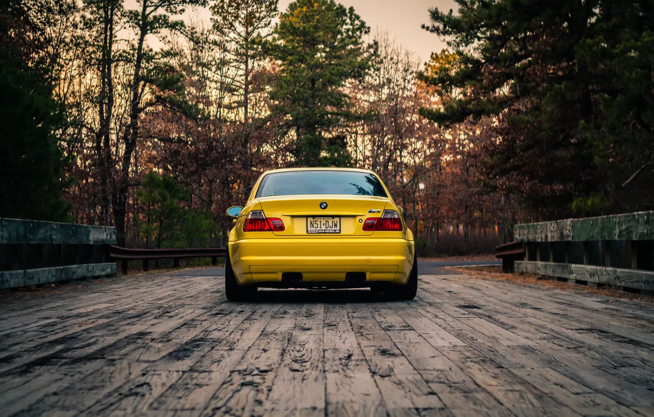 Photo wallpaper BMW, E46, M3, Wooden Bridge