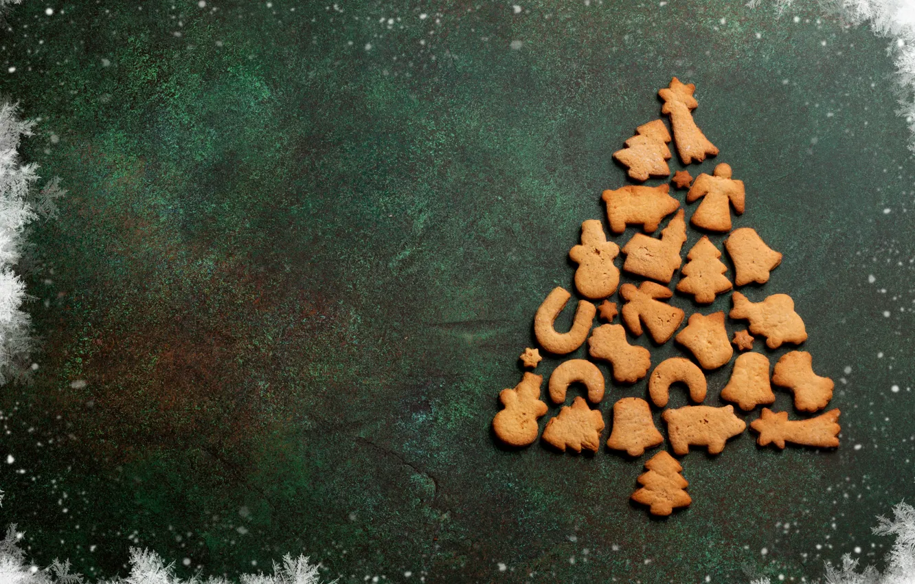 Photo wallpaper decoration, snowflakes, tree, New Year, cookies, Christmas, Christmas, Merry Christmas