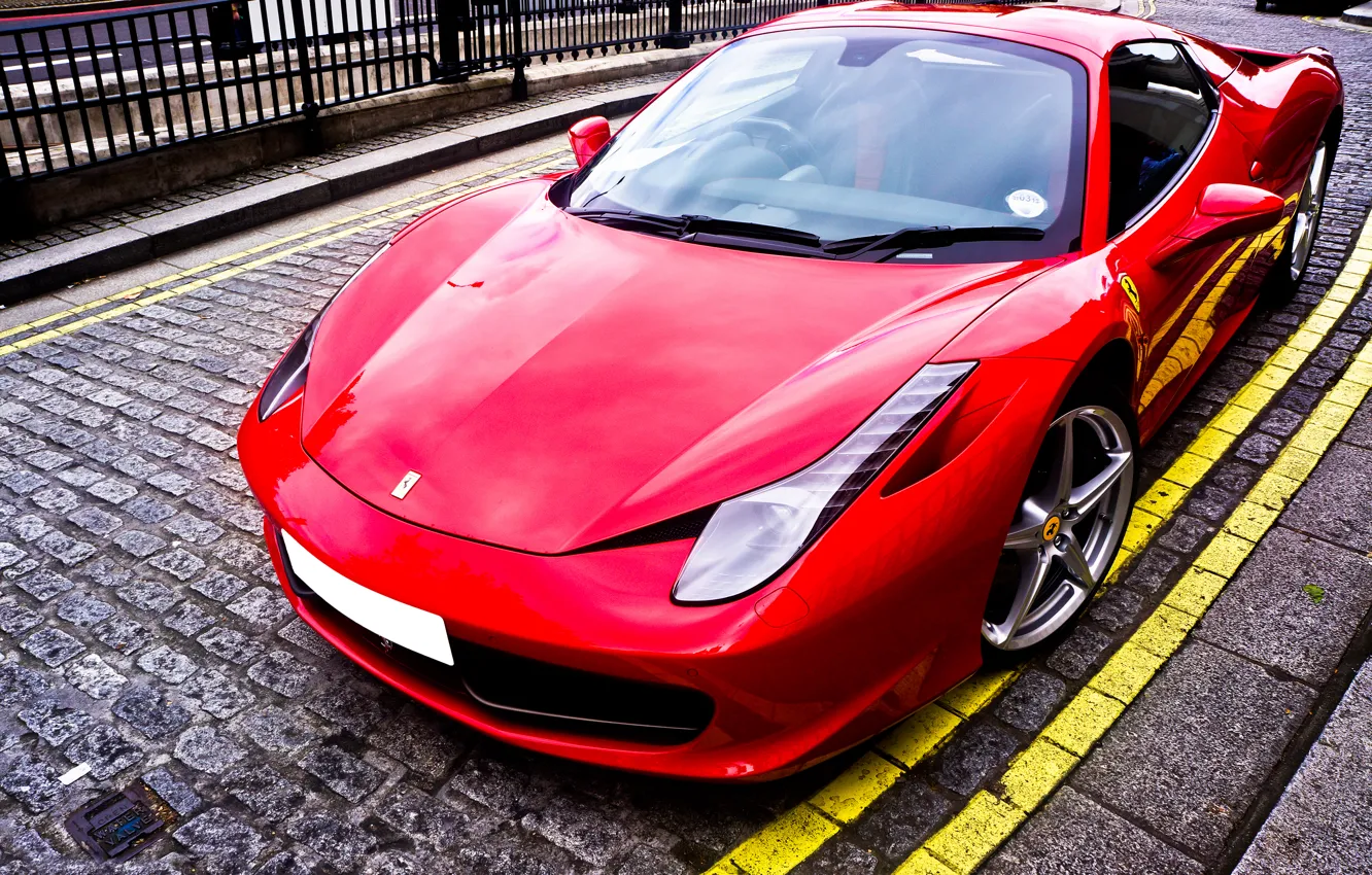 Photo wallpaper Ferrari, red, 458, Italia