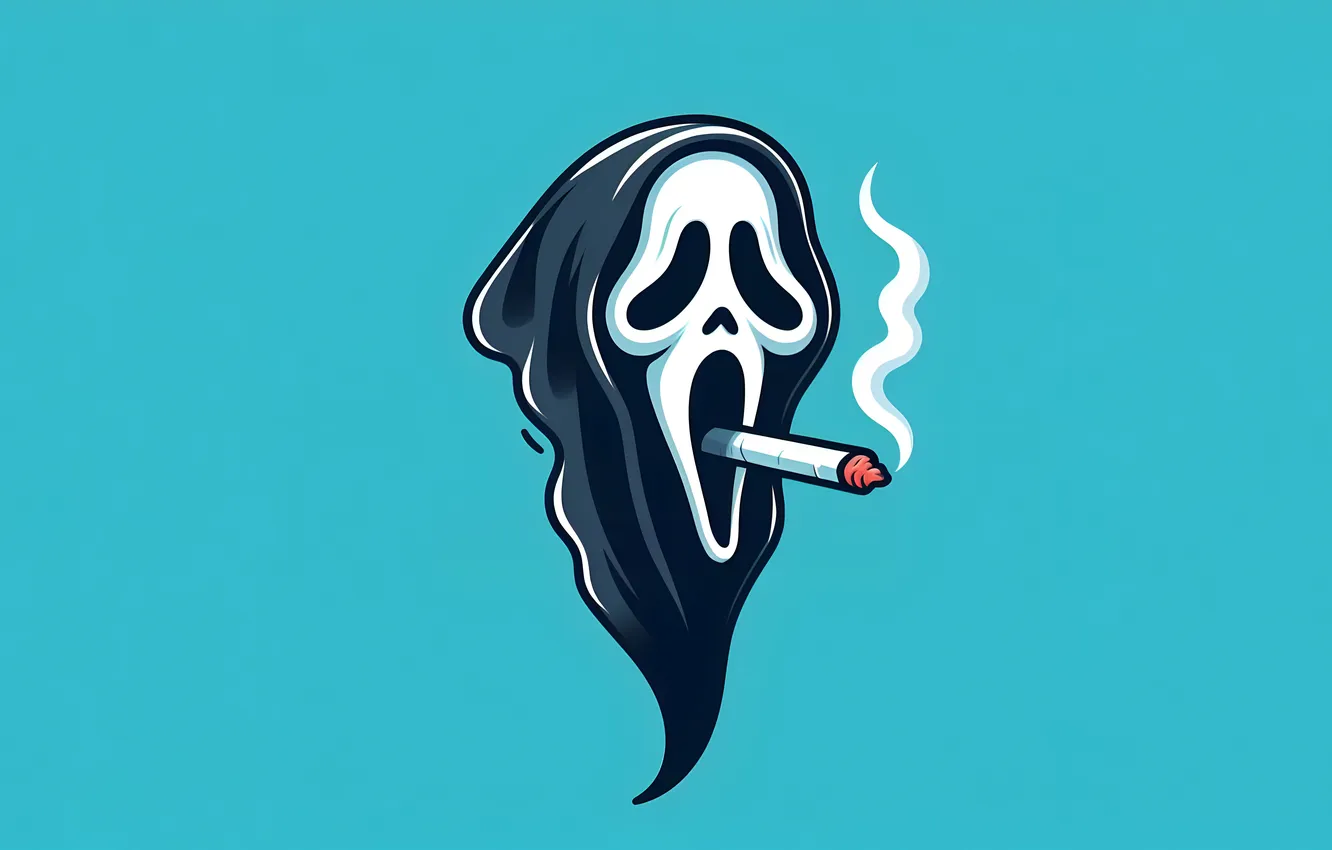 Photo wallpaper Ghost, smoke, face, cigar