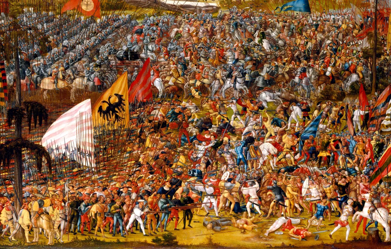 Photo wallpaper oil, picture, battle, the battle, canvas, troops, banners