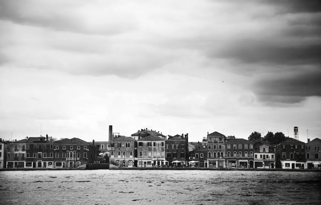 Photo wallpaper storm, Italy, bird, clouds, Venice