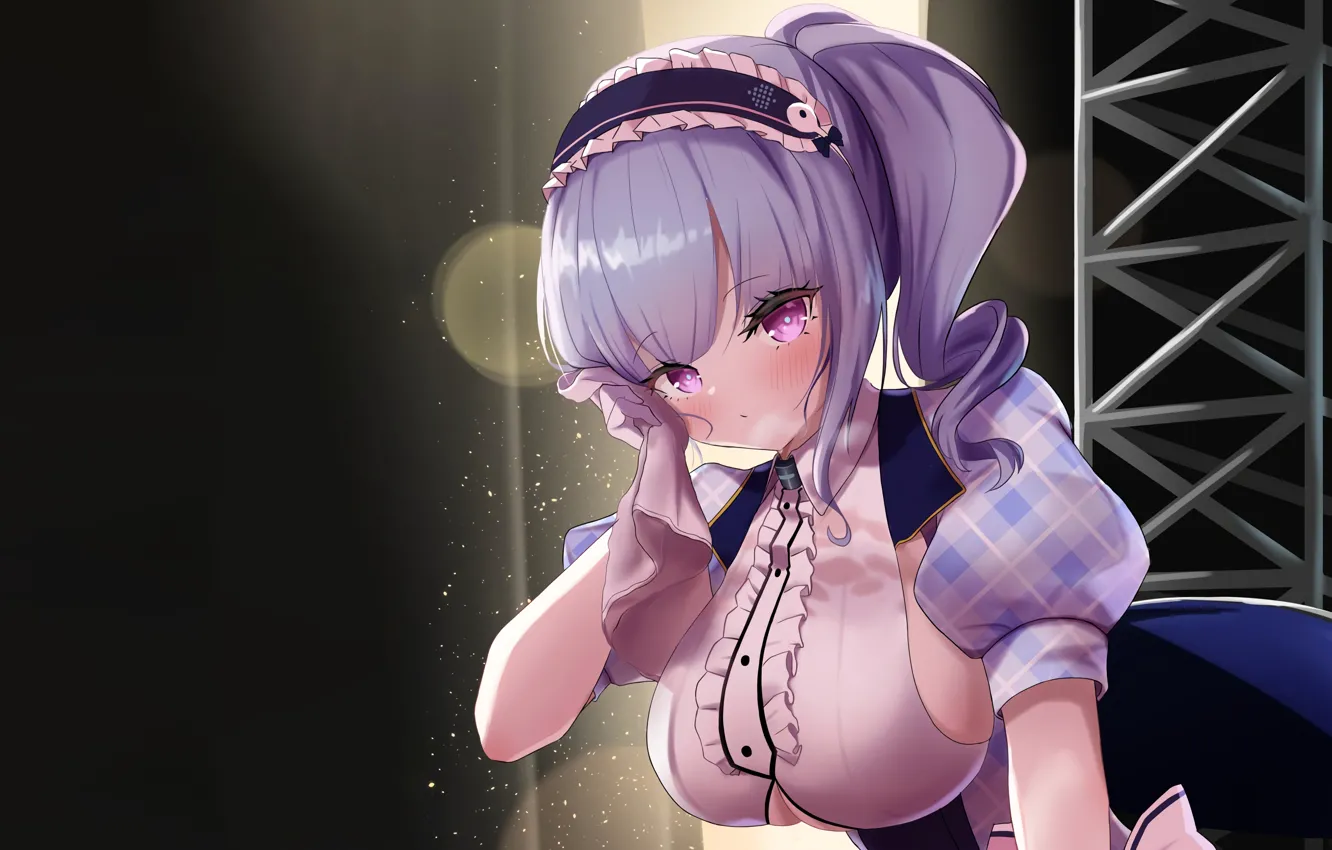 Photo wallpaper girl, sexy, cleavage, blouse, long hair, boobs, anime, beautiful