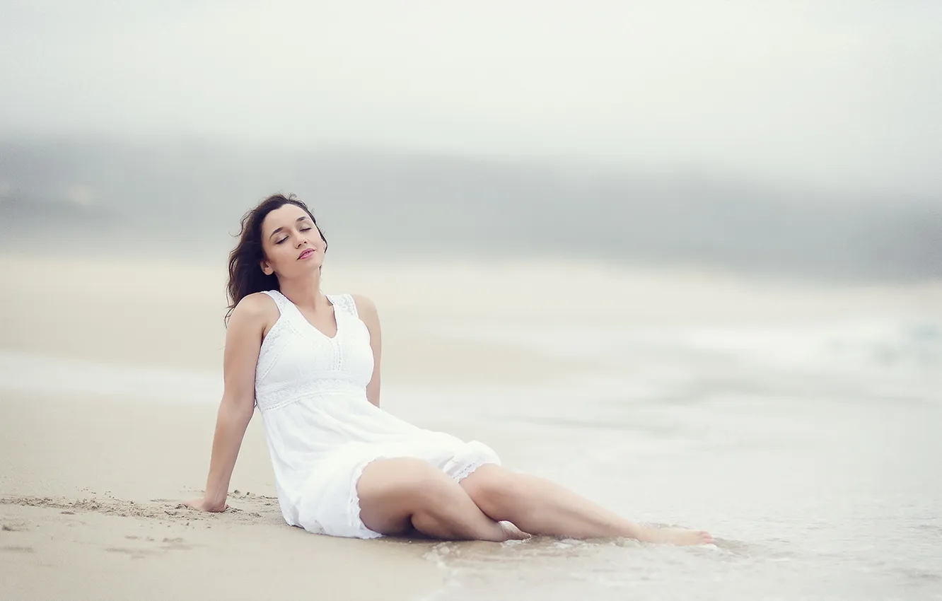 Photo wallpaper sea, girl, mood